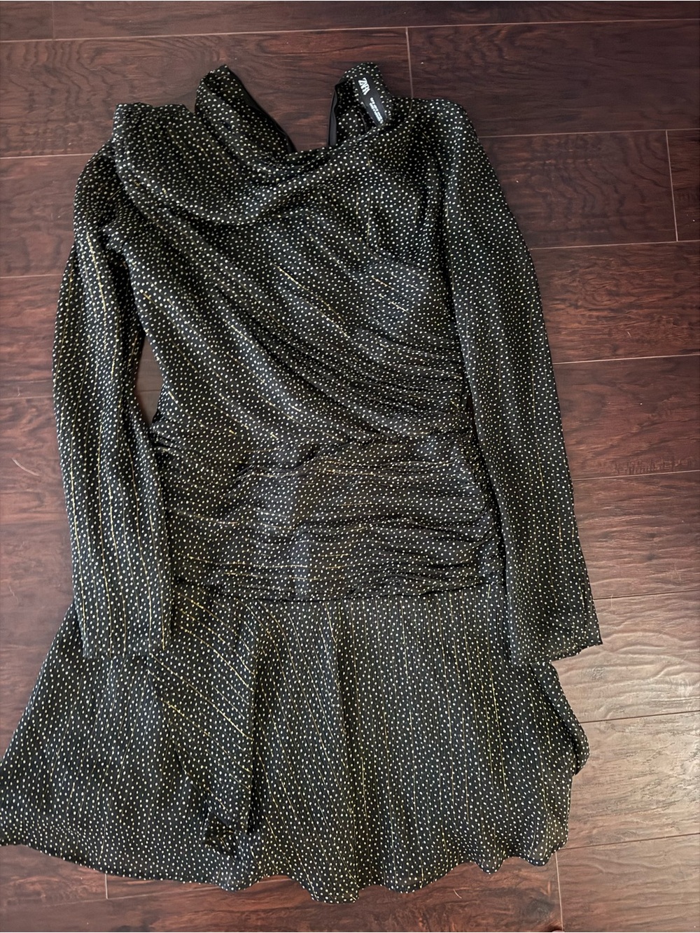 Zara Black Dress with White Micro Dots